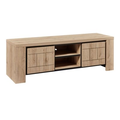 ALTOBUY Meuble tv 2 portes 2 niches aspect bois finition castel oak