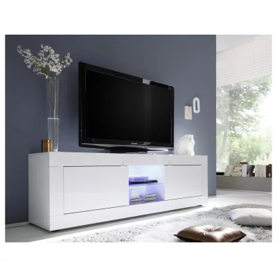 SUBLEEM Meuble TV 2 portes+2 niches finition laqu&eacute;e TOPIC coloris blanc 