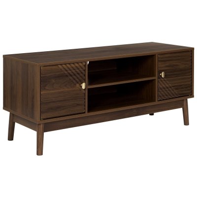 THE HOME DECO FACTORY Meuble Tv 2 Portes Et 2 Niches Effet Noyer Tiffany - Marron