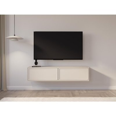 SELSEY Meuble TV 2 portes suspendu &ndash; VELVETO &ndash; Cachemire &ndash; 140 cm