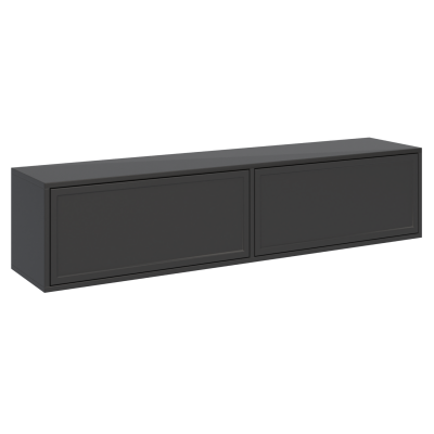 SELSEY Meuble TV 2 portes suspendu &ndash; VELVETO &ndash; Noir &ndash; 140 cm