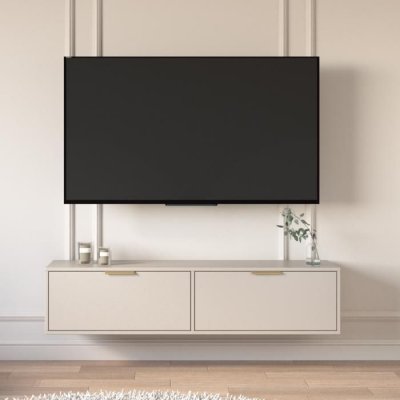 SELSEY Meuble TV 2 portes suspendu &ndash; VENA &ndash; Cachemire &ndash; 140 cm