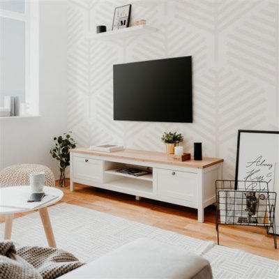 GENERIQUE Meuble TV 2 tiroirs L160 cm - D&eacute;cor Blanc et bois