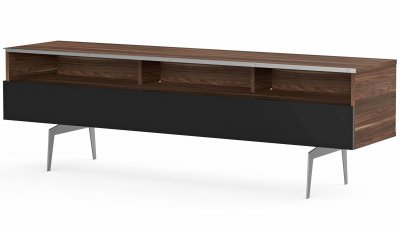 MELICONI Meuble tv 3 niches 1 porte bois fonc&eacute; et noir esperance 160 cm