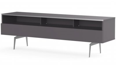 MELICONI Meuble tv 3 niches 1 porte m&eacute;lamin&eacute; gris et pieds m&eacute;tal albany 160 cm