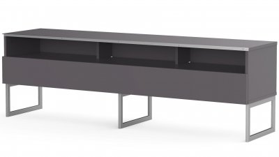 MELICONI Meuble tv 3 niches 1 porte m&eacute;lamin&eacute; gris et pieds m&eacute;tal bari 160 cm