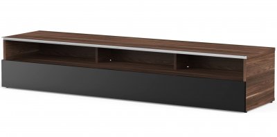 MELICONI Meuble TV 3 niches bois fonc&eacute; et noir Detroit 160 cm