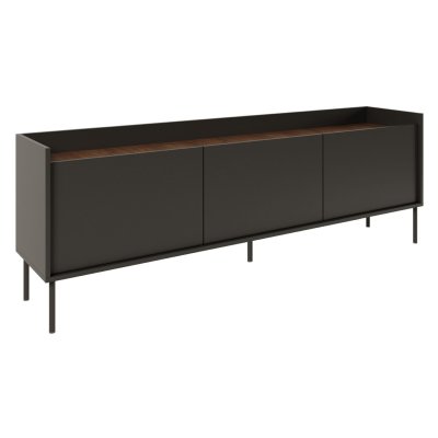 SELSEY Meuble tv 3 portes, 175 cm, noir / couleur noyer