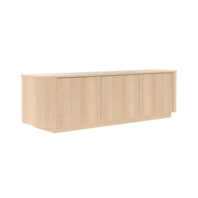 ALTOBUY Meuble TV 3 portes aspect ch&ecirc;ne clair design coins arrondis - ADILL -