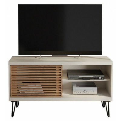 BEAUX MEUBLES PAS CHERS Meuble tv 50 Pouces Blanc Porte &agrave; Persiennes