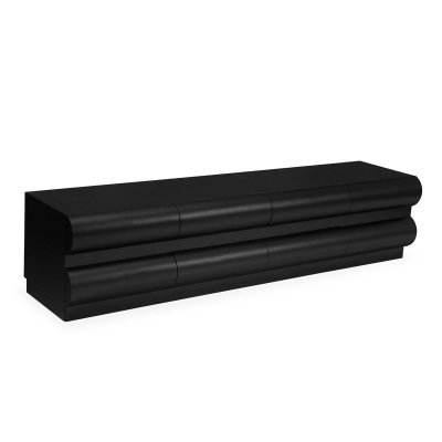 MENZZO Meuble tv 8 tiroirs arrondis Mezade Bois Noir