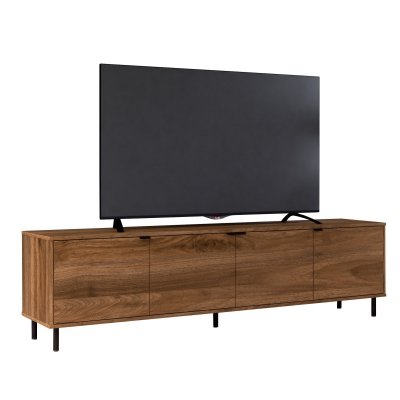 BEAUX MEUBLES PAS CHERS Meuble Tv 80 Pouces 4 Portes 4 Niches Ch&acirc;taignier L 183 H 49 P 38 Cm