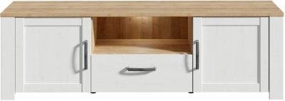 AUCUNE Meuble TV  BOHOL BHLT131-M482 166,1 cm blanc et ch&ecirc;ne clair 2 portes 1 tiroir
