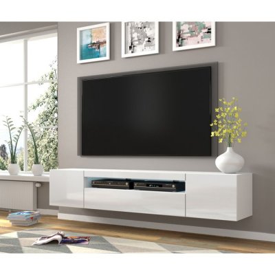 SALONE SRL Meuble tv aura 200 cm blanc mat / blanc brillant