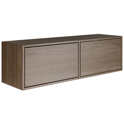 SELSEY Meuble TV avec 2 abattants &ndash; FRAMME &ndash; aspect noyer &ndash; 100 cm