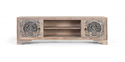 GINER Y COLOMER Meuble tv avec 2 portes et 2 compartiments en bois de manguier 