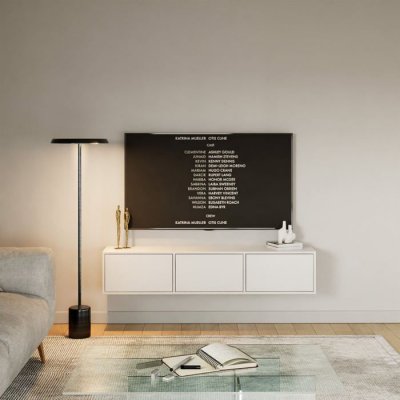 SELSEY Meuble TV avec 3 abattants &ndash; FRAMME &ndash; blanc &ndash; 150 cm