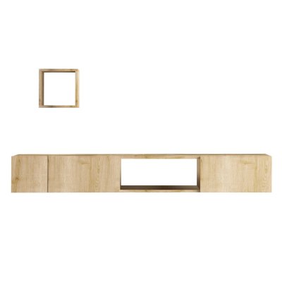 HANAH HOME Meuble Tv Avec &Eacute;tag&egrave;re Murale En Bois ""avior"" - 180 X 32 X 25 Cm - Beig