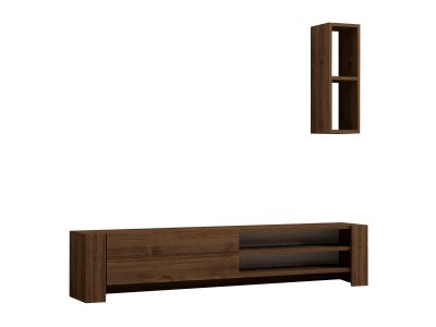 HANAH HOME Meuble Tv Avec &Eacute;tag&egrave;re Murale En Bois ""naz"" - 160 X 26 X 33 Cm - Marron