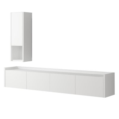 HANAH HOME Meuble TV avec &eacute;tag&egrave;re murale en bois ""Sema"" - 160 x 30 x 35 cm - Blanc