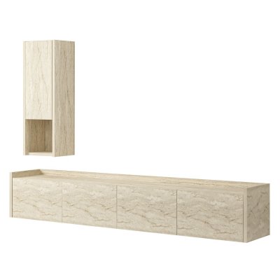 HANAH HOME Meuble Tv Avec &Eacute;tag&egrave;re Murale En Bois ""sema"" - 160 X 30 X 35 Cm - Trave