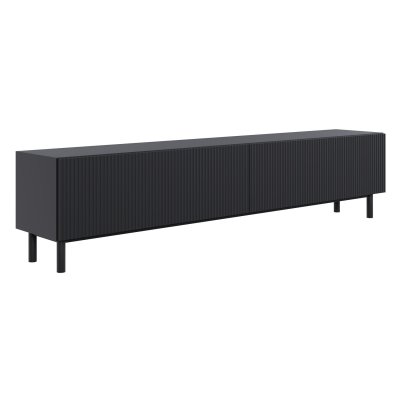 SELSEY Meuble tv avec fa&ccedil;ade &agrave; rainures, noir, 175 cm