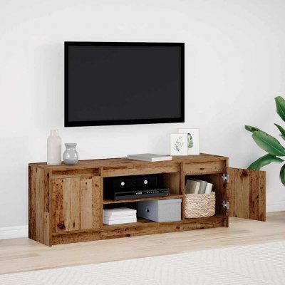 VIDAXL Meuble TV avec LED Bois Vieilli 139,5x34x50 cm Bois d ing&eacute;nierie