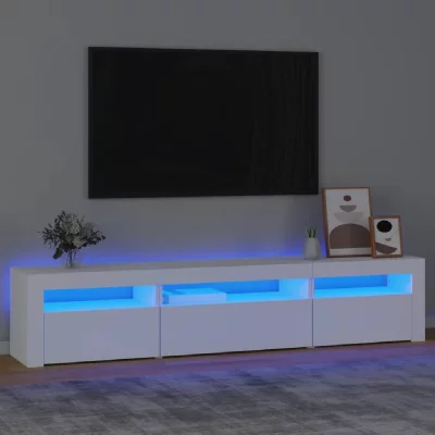 VIDAXL Meuble tv avec lumi&egrave;res led Blanc 195x35x40 cm  Blanc