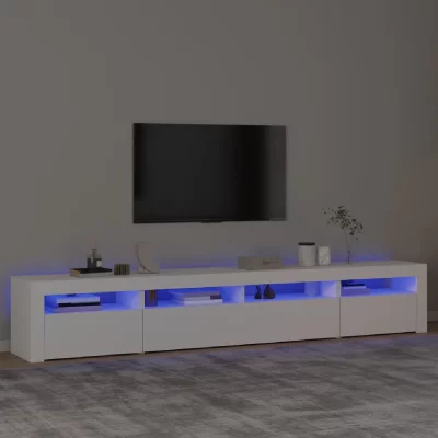 VIDAXL Meuble tv avec lumi&egrave;res led Blanc 240x35x40 cm - 