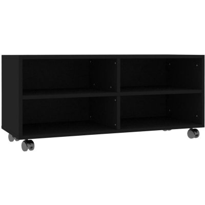 VIDAXL Meuble tv avec roulettes Noir 90x35x35 cm Bois d'ing&eacute;nierie - 
