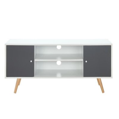 BAITA Meuble tv babette blanc et gris anthracite 116cm - Gris