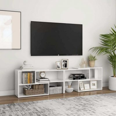 VIDAXL Meuble TV blanc brillant 149 x 30 x 52 cm en bois d'ing&eacute;nierie