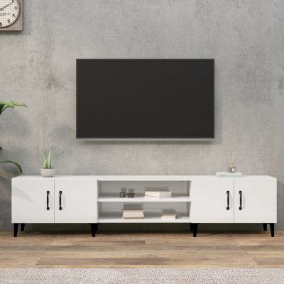 VIDAXL Meuble TV blanc brillant 180x31,5x40 cm bois d'ing&eacute;nierie