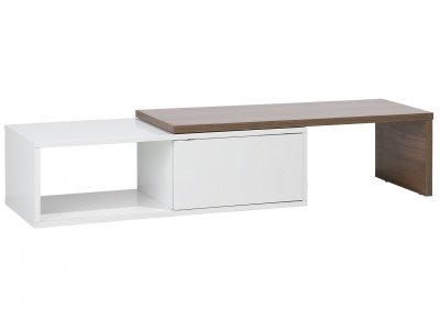 BELIANI Meuble tv blanc et marron de style moderne