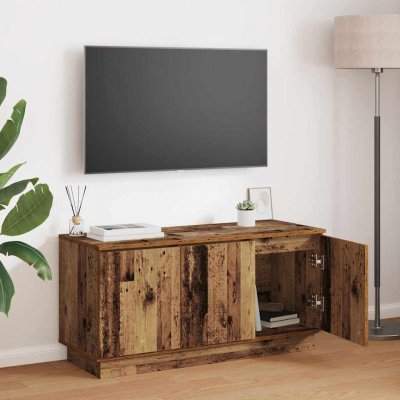  Meuble TV Bois Ancien avec &Eacute;clairage Int&eacute;gr&eacute; vidaXL 100x38x49 cm