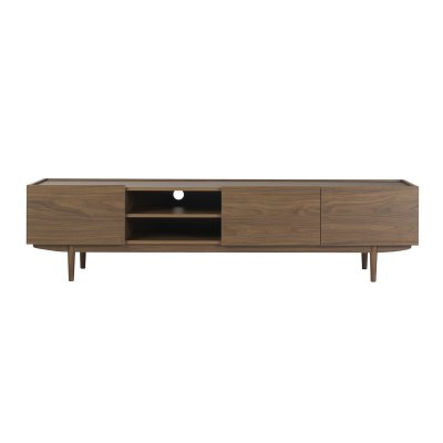 MILIBOO Meuble TV bois fonc&eacute; noyer 3 portes L180 cm SANAA L180xP41.2xH44.3