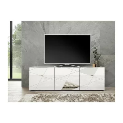 Meuble tv cantiano - 3 portes - blanc laqu&eacute; VICTORY20905003