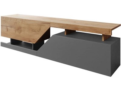 PALOZI HOME Meuble TV Ceelias -160 x 46 x 35 cm - Gris/Marron