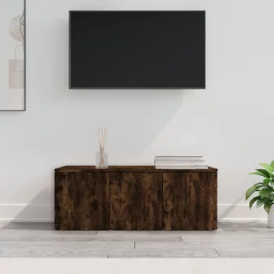 VIDAXL Meuble TV Ch&ecirc;ne fum&eacute; 80x34x30 cm Bois d'ing&eacute;nierie  - Ch&ecirc;ne fum&eacute;