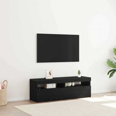 VIDAXL Meuble Tv Ch&ecirc;ne Noir 120 X 35 X 40 Cm Bois D'ing&eacute;nierie 
