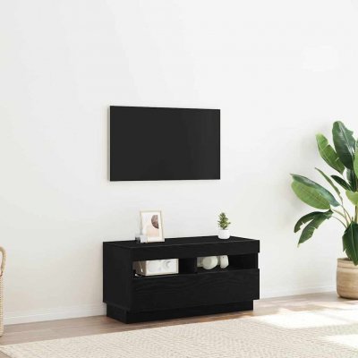 VIDAXL Meuble Tv Ch&ecirc;ne Noir 80 X 35 X 40 Cm Bois D'ing&eacute;nierie 