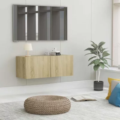 VIDAXL Meuble tv Ch&ecirc;ne sonoma 80x30x30 cm Agglom&eacute;r&eacute;  Ch&ecirc;ne sonoma