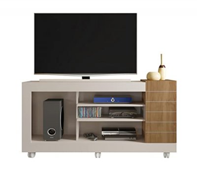 PEGANE Meuble TV coloris Beige / Ch&ecirc;ne Buriti - longueur 150 x profondeur 38 x hauteur 69 cm
