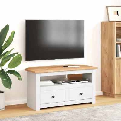 VIDAXL Meuble TV d'angle Blanc 93x49x49 cm Pin Assortiment Panama