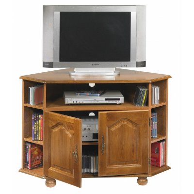 ACTUAL DIFFUSION Meuble TV d'Angle Ch&ecirc;ne 2 Portes 