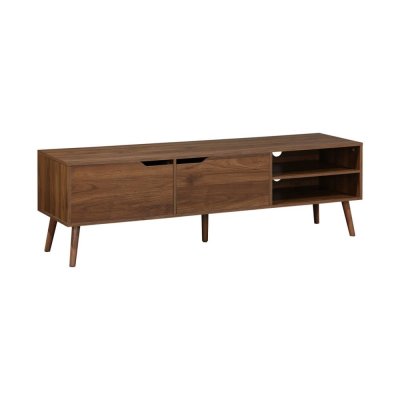 SWEEEK Meuble tv d&eacute;cor bois de noyer. 2 portes. 1 &eacute;tag&egrave;re. 160cm