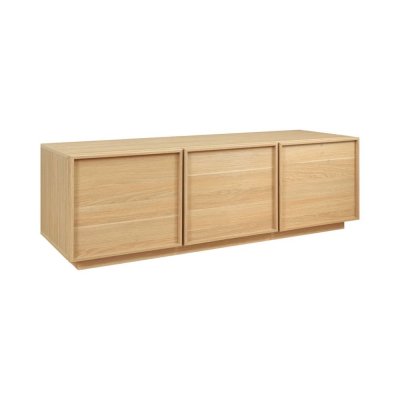 SWEEEK Meuble TV d&eacute;cor bois naturel 3 portes L 140 x P 43 x H 45cm - Kuba