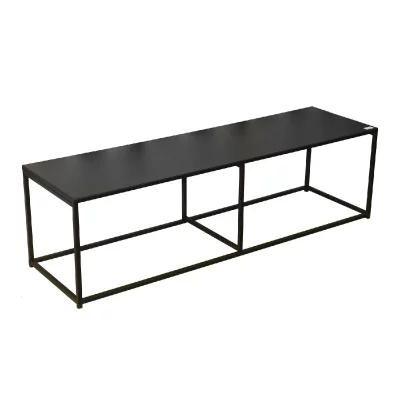 URBAN LIVING Meuble TV design en m&eacute;tal Madison - L. 140 x H. 40 cm - Noir