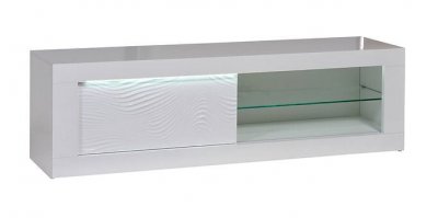 SCIAE Meuble TV ECLIPSE - LEDs - MDF Blanc laqu&eacute; - 1 porte & 2 niches