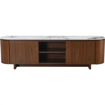 HABITAT ET JARDIN Meuble Tv En Bois Avec Plateau En C&eacute;ramique ""stonea"" - 200 X 40 X 55 Cm